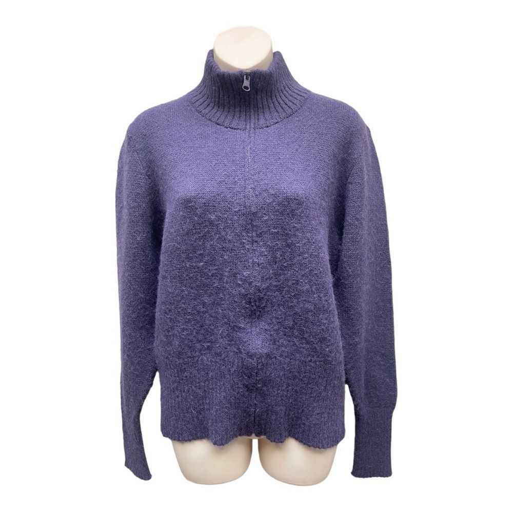 ALPAKA INKA PERU Women's 100% Alpaca Purple Mock Neck Full Zip Sweater Sz M